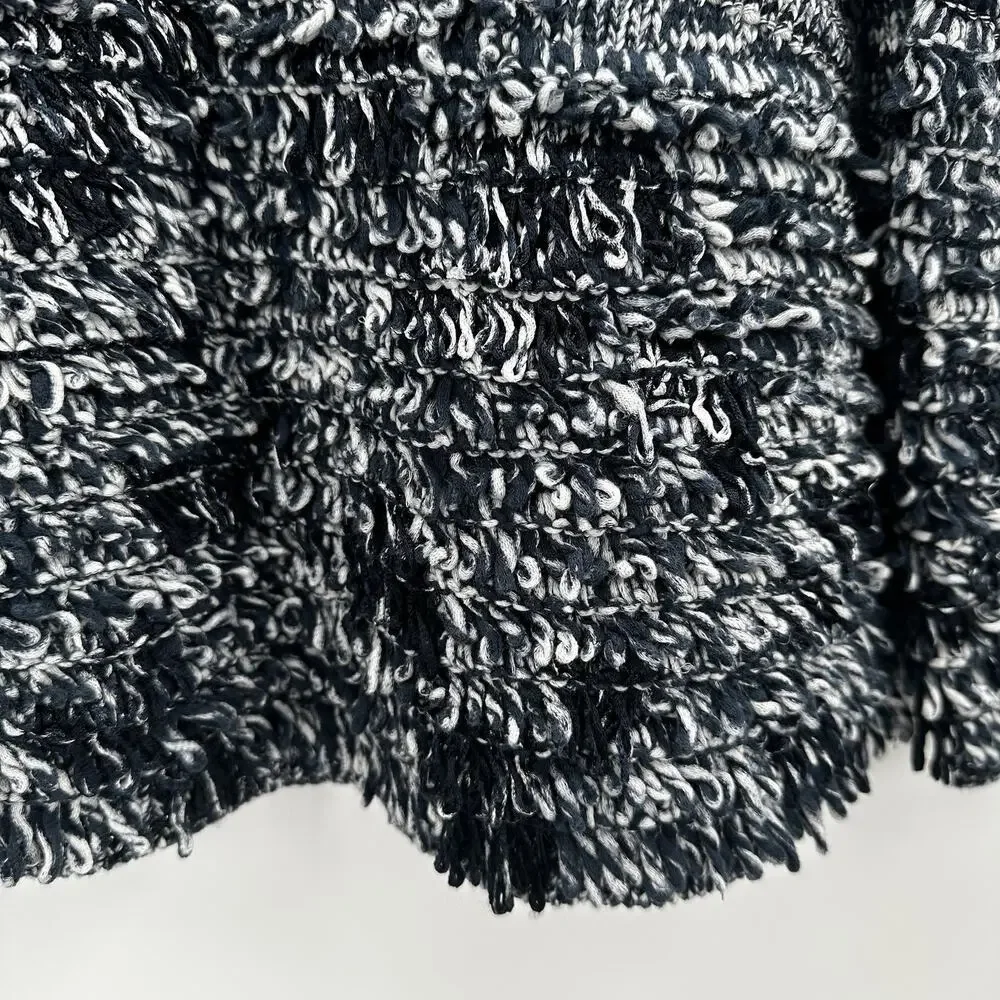 J Crew‎ Collection Sweater Womens Large Blue Shaggy Knit Popover Boxy Heavy